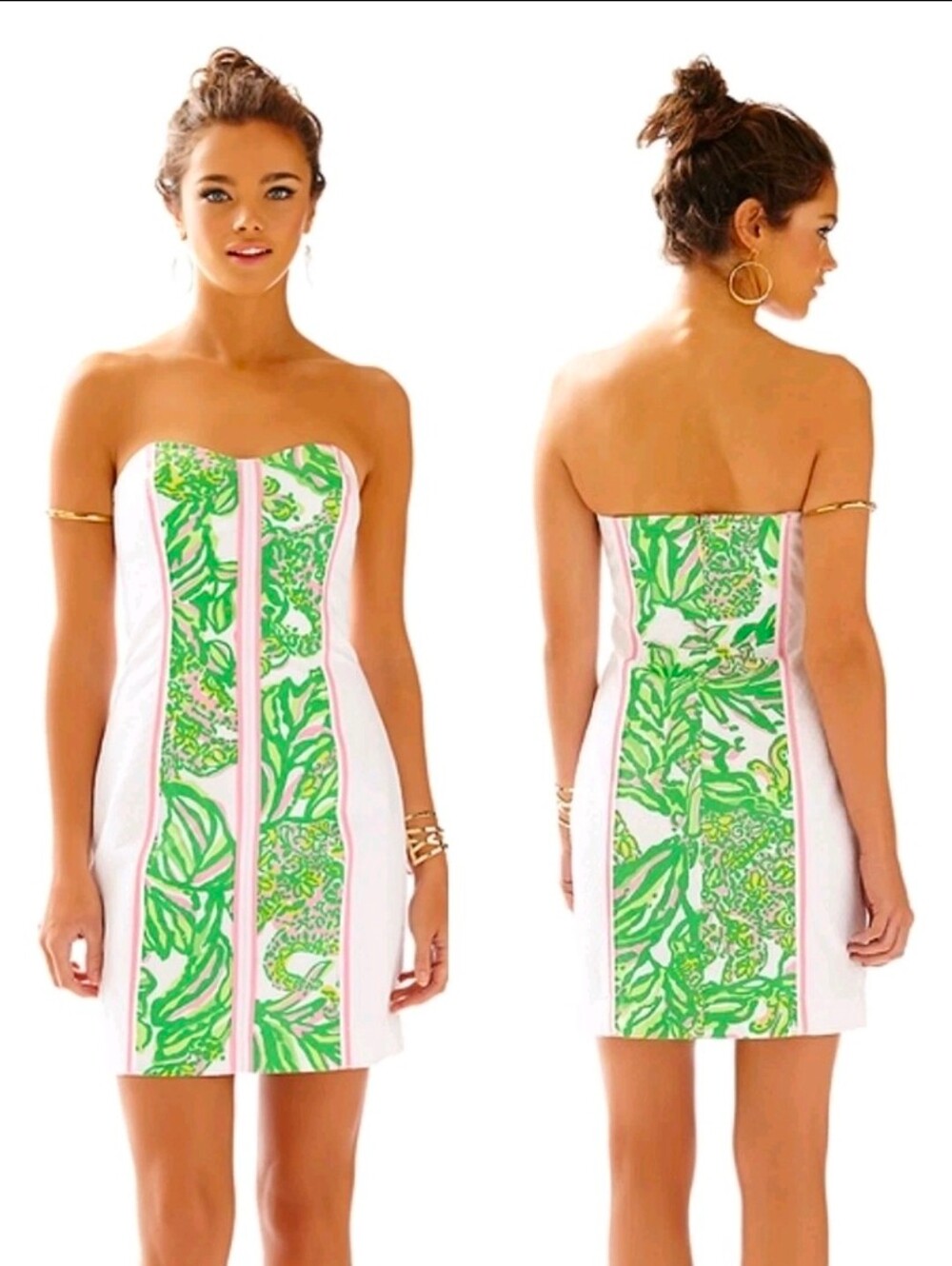 Lilly Pulitzer Angela Dress Resort White Seeing Pink Elephants